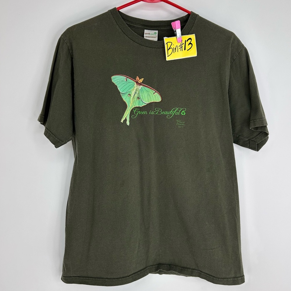 Vintage Luna Moth T-Shirt Green Size Large